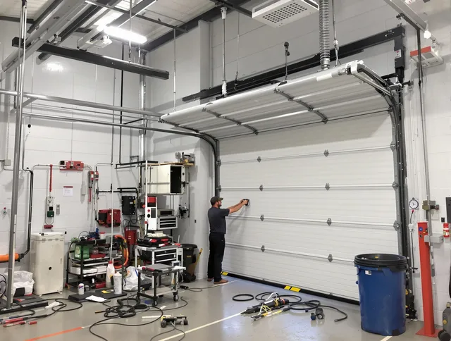 West Whittier-Los Nietos Garage Door Repair certified technician performing commercial door repair at a West Whittier-Los Nietos business facility